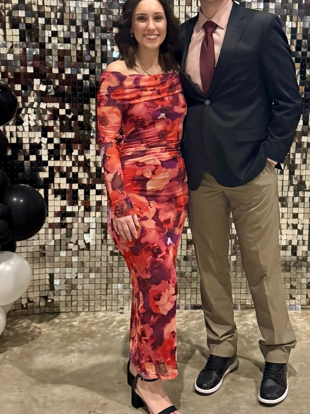 Dress Forum Floral Long Sleeve Off-Shoulder Dress